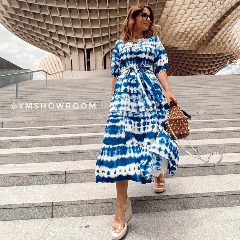 🔥Last 1🔥 MANGO Cotton Tie-dye print dress - Picture 5 of 10